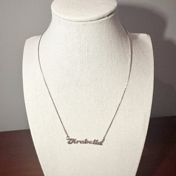 Sterling Silver Name Plate ARABELLA Chain Necklace Marked 925 - Picture 3 of 10